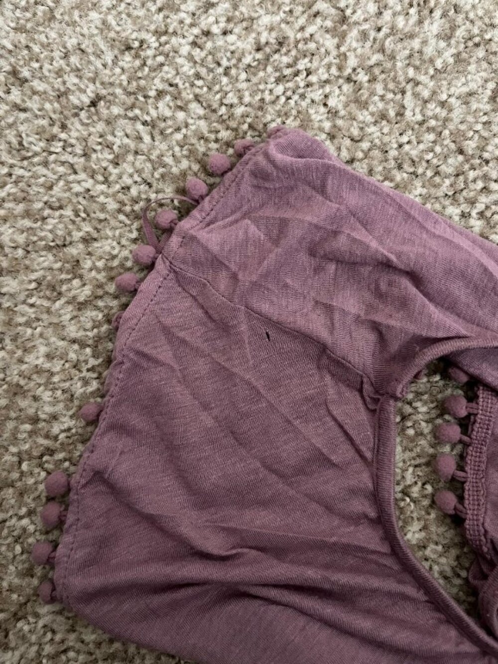 Linen-Blend Lilac Purple Ruffled Top - Picture 6 of 6